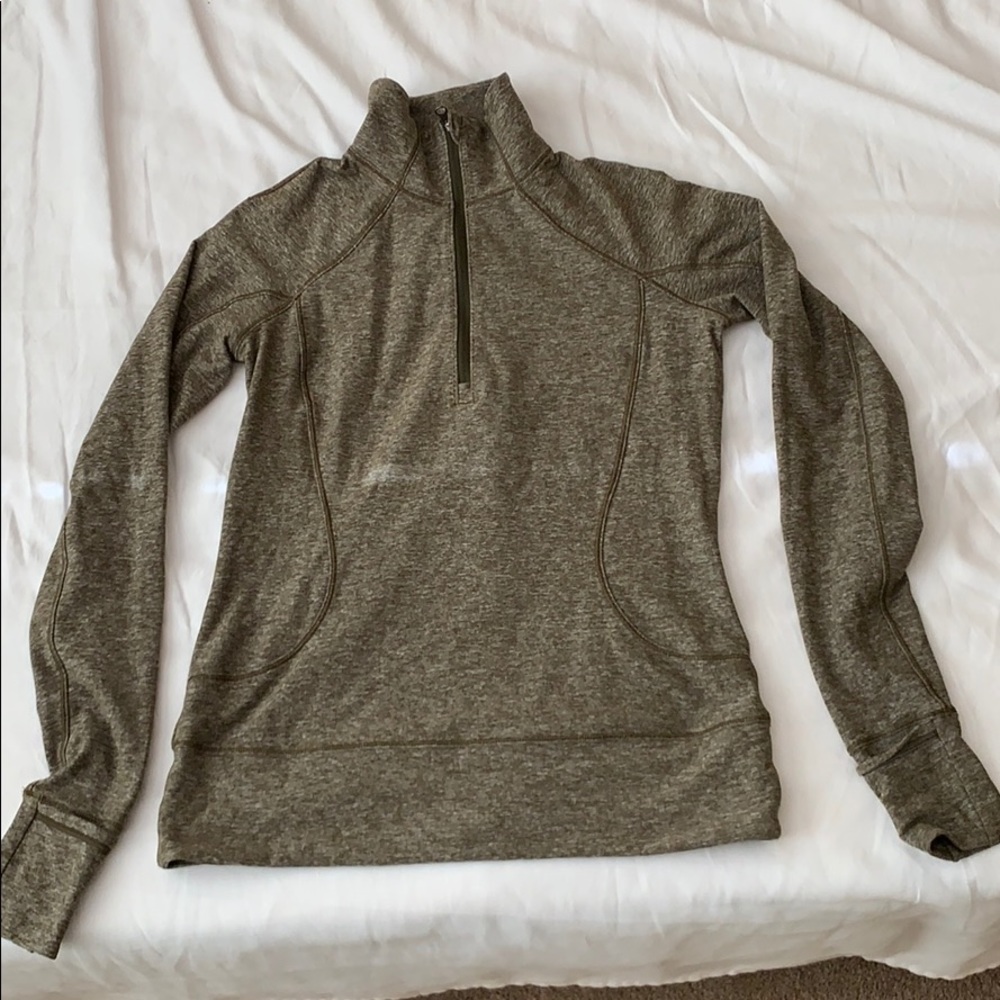 lululemon Rush Hour 1/2 zip Heathered Green top